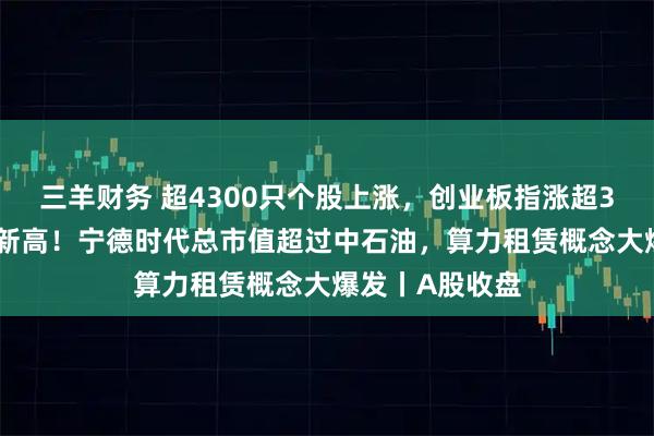 三羊财务 超4300只个股上涨，创业板指涨超3%，创近11年新高！宁德时代总市值超过中石油，算力租赁概念大爆发丨A股收盘